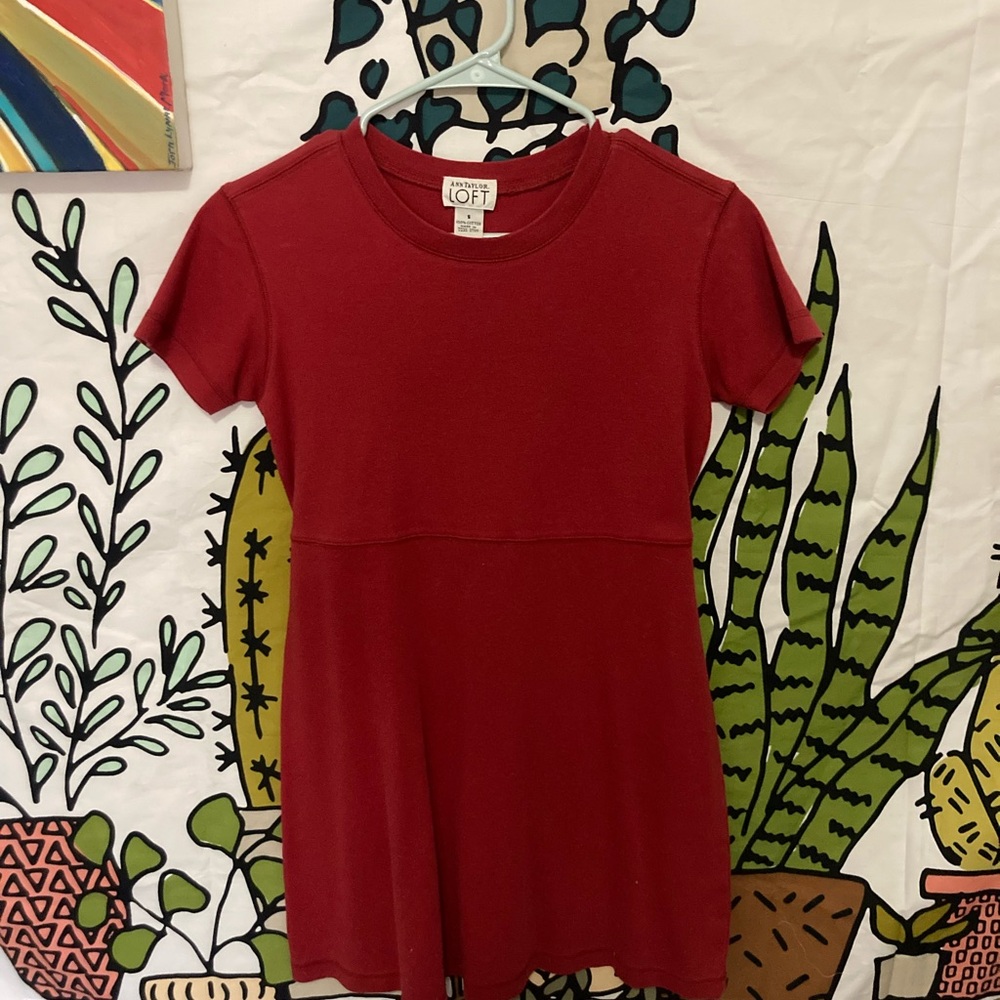 Ann Taylor Loft Red 100% Cotton dress